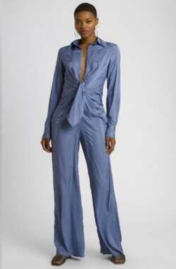 Choosy satin Lafayette blue striped jumpsuit size 16